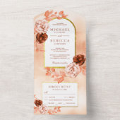 Rustieke Aardse Boho Bloemstuk Terracotta Bruiloft All In One Uitnodiging (Binnen)