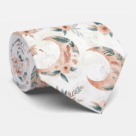 Rustieke aardse boho-maan bloempatroon (3) stropdas (Opgerold)