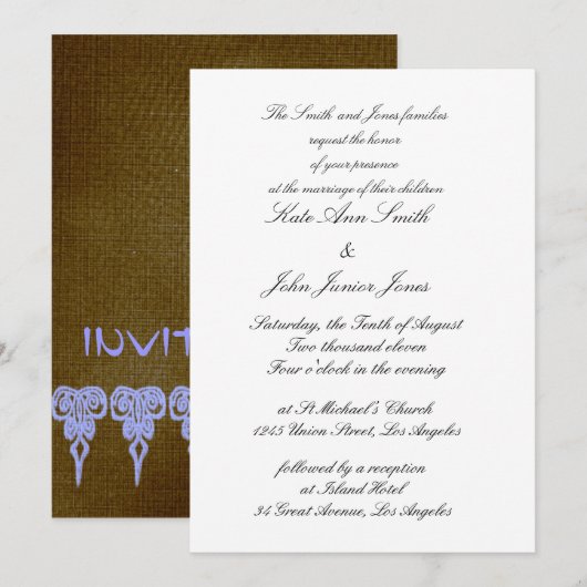 Rustieke aardse bruiloft uitnodigingen (Voorkant / Achterkant)