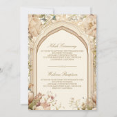 Rustieke aardse crème bloemenboog moslim bruiloft kaart (Achterkant)