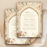 Rustieke aardse crème bloemenboog moslim bruiloft kaart<br><div class="desc">Verras uw gasten met deze elegante islamitische bruiloft uitnodiging met een prachtige boog en rustieke bloemen met 'Bismillah' in Arabische kalligrafie. Voeg eenvoudig uw evenementgegevens toe aan deze gebruiksvriendelijke sjabloon om er een unieke uitnodiging van te maken.</div>