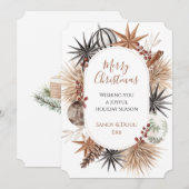 Rustieke Aardse Gedroogde Botanicals Vrolijk Kerst Feestdagenkaart (Voorkant / Achterkant)