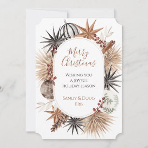 Rustieke Aardse Gedroogde Botanicals Vrolijk Kerst Feestdagenkaart