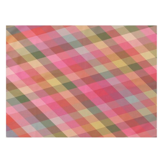 Rustieke Aardse Geometrische Plaid Patroon Warme T Tafelkleed (Voorkant (Horizontaal))