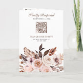 Rustieke Aardse Ivoor Bloemrijke QR Code Bruiloft (Achterkant)
