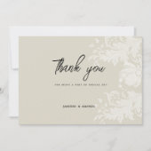 Rustieke aardse neutrale witte bloemenkant Dank U Kaart (Voorkant)