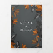 Rustieke Aardse Sinaasappel Terracotta Bloemen Huw Drieluik Uitnodiging (Cover)