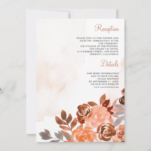 Rustieke Aardse Terracotta Bloemen Alles In Een Hu Kaart (Achterkant)