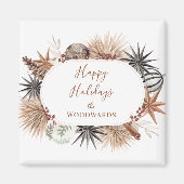 Rustieke Aardse Vakantie Botanicals Happy Holiday Magneet (Voorkant)