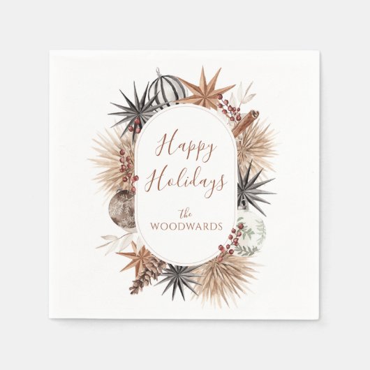 Rustieke Aardse Vakantie Cocktail Servet (Voorkant)