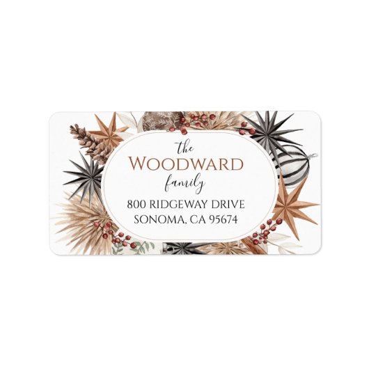 Rustieke aardse vakantie retouradres sticker (Voorkant)