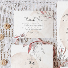 Rustieke Aardse Waterverf Bloemen Huwelijk Bedankkaart