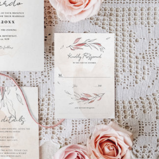 Rustieke Aardse Waterverf Bloemen Huwelijk RSVP Kaartje