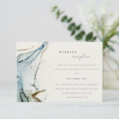 Rustieke Abstract Blauw Gouden Beachy Bruiloftsrec Informatiekaartje (Staand voorkant)
