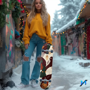 Rustieke Abstract Skateboard met Herfsttinten