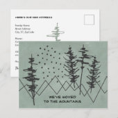 Rustieke Abstracte bergen en bos Nieuw adres Aankondigingskaart (Voorkant / Achterkant)