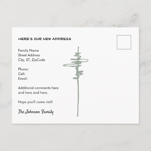 Rustieke Abstracte bergen en bos Nieuw adres Aankondigingskaart (Achterkant)