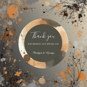 Rustieke abstracte Bruine Boho bruiloft Ronde Sticker