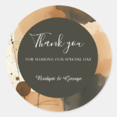 Rustieke abstracte Bruine Boho bruiloft Ronde Sticker (Voorkant)