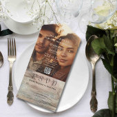 Rustieke Abstracte oceaan Landschap Foto QR Code All In One Uitnodiging