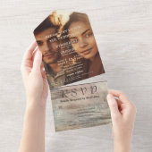 Rustieke Abstracte oceaanlandschap minimalistische All In One Uitnodiging (Afscheurbaar)