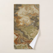 Rustieke Abstracte Olijfgroen Amber Mosterd Print Bad Handdoek (Handdoek)