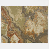 Rustieke Abstracte Olijfgroene Amber Mosterd Print Fleece Deken (Voorkant (Horizontaal))