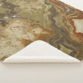 Rustieke Abstracte Olijfgroene Amber Mosterd Print Sherpa Deken (3/4)