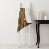 Rustieke Abstracte Olijfgroene Amber Mosterd Print Sherpa Deken (In situ)