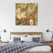 Rustieke Abstracte Olijfgroene Amber Mosterdprint Canvas Afdruk (Insitu (Slaapkamer))