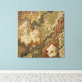 Rustieke Abstracte Olijfgroene Amber Mosterdprint Canvas Afdruk (Insitu (Houten vloer))