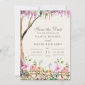 Rustieke Acacia met Wildbloemen Save the Date Kaar Kaart (Voorkant)