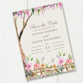 Rustieke Acacia met Wildbloemen Save the Date Kaar Kaart