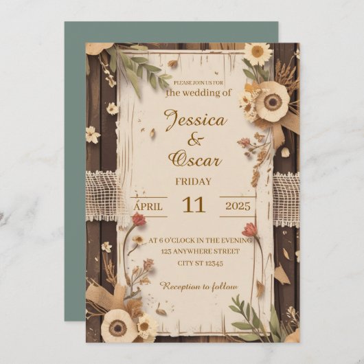 Rustieke achtergrond met verweerde houten gedroogd kaart (Voorkant / Achterkant)