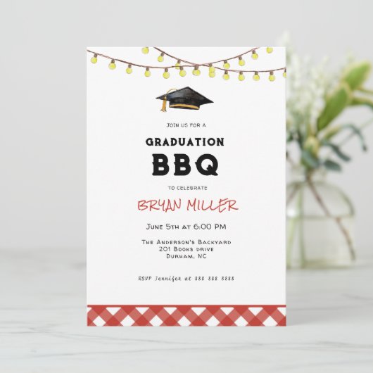 Rustieke achtertuin BBQ afstudeerfeest Kaart (Staand voorkant)