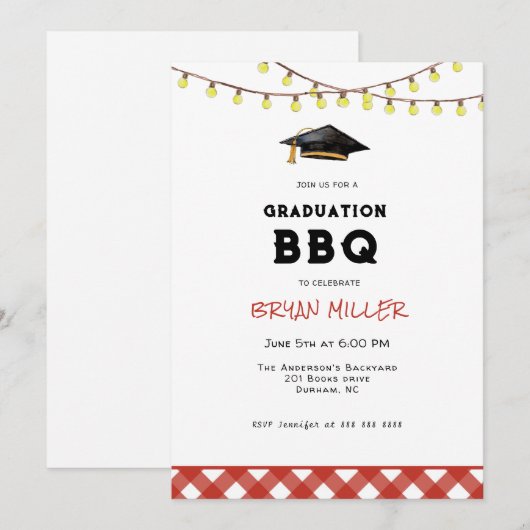 Rustieke achtertuin BBQ afstudeerfeest  Kaart (Voorkant / Achterkant)
