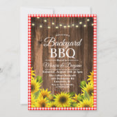 Rustieke achtertuin BBQ zonnebloem uitnodiging (Voorkant)