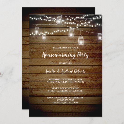 Rustieke achtertuin housewarming party uitnodiging (Voorkant / Achterkant)