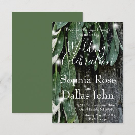 Rustieke achtertuin schuur hout en salie bruiloft kaart (Voorkant / Achterkant)