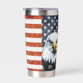 Rustieke adelaar op Amerikaanse vlag Geïsoleerde Drinkbeker (Rechts)