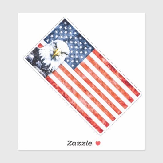 Rustieke adelaar op Amerikaanse vlag Sticker (Vel)