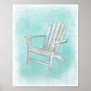 Rustieke Adirondack Stoel Coastal Beach Canvas Dec Poster