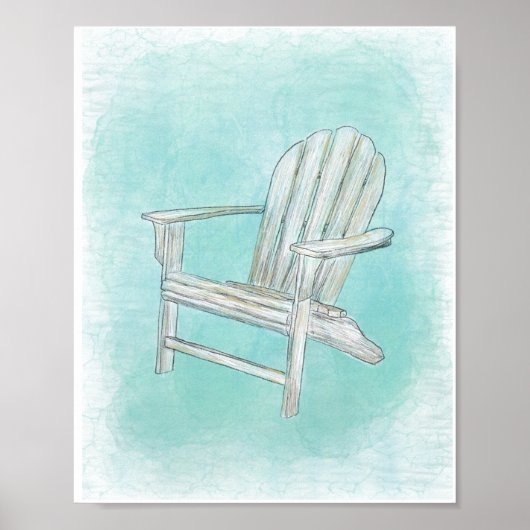 Rustieke Adirondack Stoel Coastal Beach Canvas Dec Poster (Voorkant)
