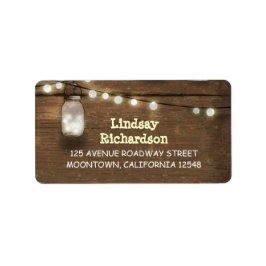 Rustieke adresetiketten met snaarlampen Mason Jar Etiket