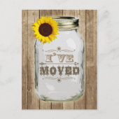Rustieke adreswijziging Mason Jar Sunflower Ik heb Aankondigingskaart (Voorkant)