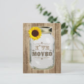 Rustieke adreswijziging Mason Jar Sunflower Ik heb Aankondigingskaart (Staand voorkant)
