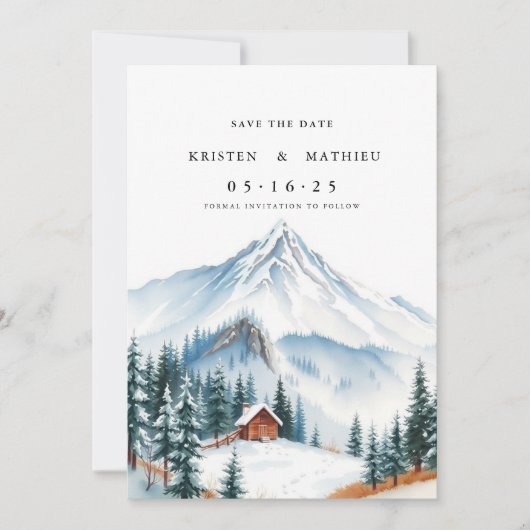 rustieke afdrukbare berg save the date (Voorkant)