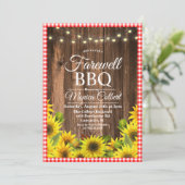 Rustieke Afscheids BBQ Zonnebloem Uitnodiging (Staand voorkant)