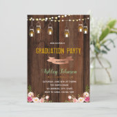 Rustieke afstudeerfeest uitnodiging (Staand voorkant)
