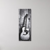 Rustieke akoestische gitaar in zwart-wit canvas afdruk (Voorkant)